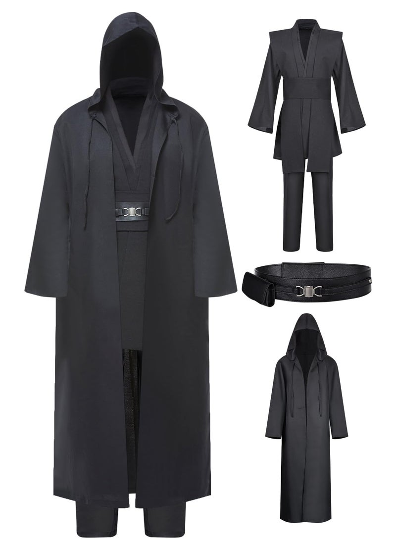 Wecos Tunic Hooded Robe Knight Costume Outfits Halloween Cosplay Costume for Mens Three Versions - Image 1