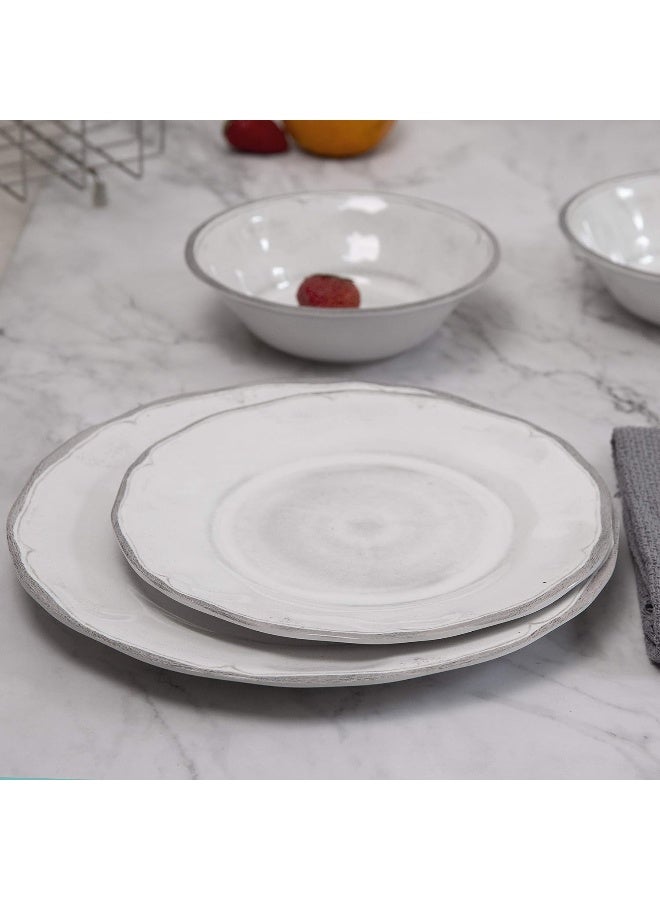 Gofunfun Melamine Dishes Dinnerware Sets  12pcs Melamine Dinner Plates Salad Plates and Bowls for Everyday Use White - Image 3