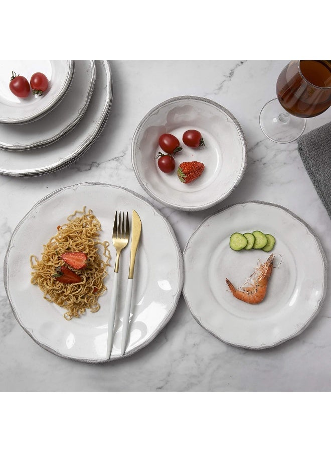 Gofunfun Melamine Dishes Dinnerware Sets  12pcs Melamine Dinner Plates Salad Plates and Bowls for Everyday Use White - Image 2