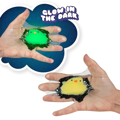 The Orb Factory ORB Tabalicious TABA Squishy Glow in the Dark Yellow Chick Stress Cube Toy Soft Sticky Glowing TABA Squishy Animal Stress Cubes Fun Stress Ball Squishies Kawaii Fidget Toys for Kids and Adults - Image 5