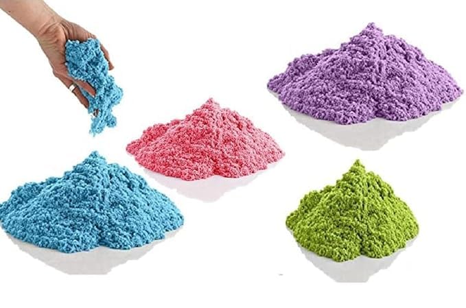 BabyGo Space Sand Clay For Kids – Soft & Moldable Indoor Play With Vibrant Colors (450G Each), Non-Toxic With Free Big Mould & Resealable Bags (Pack Of 2), Blue - Image 1