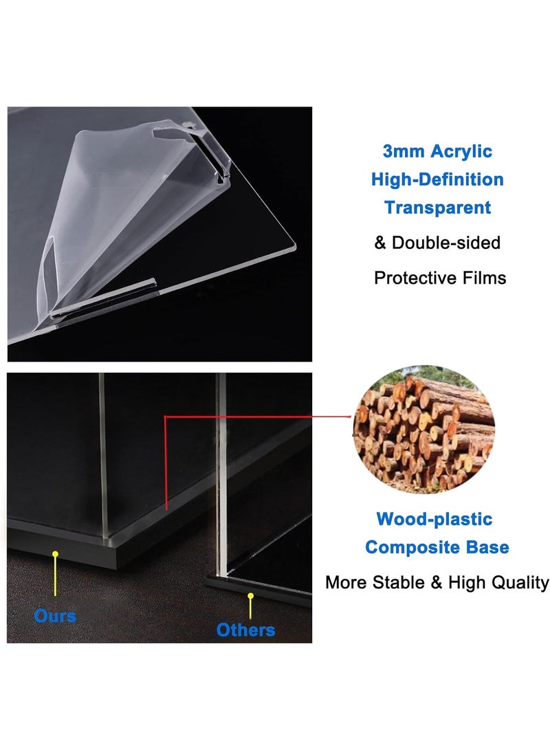 TPGP Clear Acrylic Display Case for Collectibles | Assemble Transparent Acrylic Box | Dustproof Protection Showcase with Black Wood-Plastic Base and Lamp Beads | Inside Dimensions: 7.9 x 3.9 x 3.9 inches - Image 4