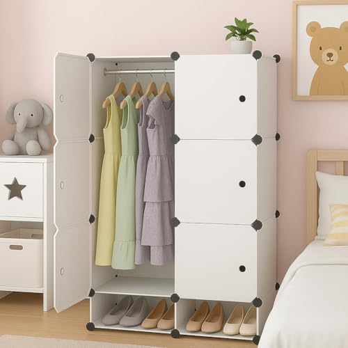 EXVITO 2 Pack Multipurpose Stackable Cupboard Drawer for Clothes Storage, Wardrobe Cabinet Organizer for Office, Kitchen, Bathroom, Hallway - Off-White (ICE, 6+2 Shelf) - Image 1