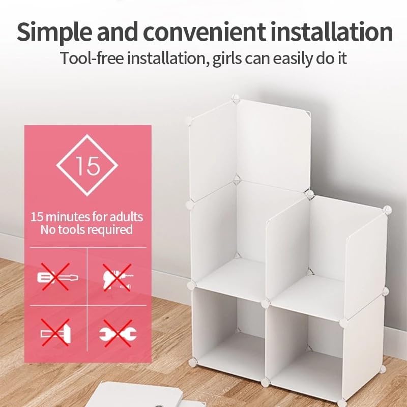 EXVITO 2 Pack Multipurpose Stackable Cupboard Drawer for Clothes Storage, Wardrobe Cabinet Organizer for Office, Kitchen, Bathroom, Hallway - Off-White (ICE, 6+2 Shelf) - Image 2