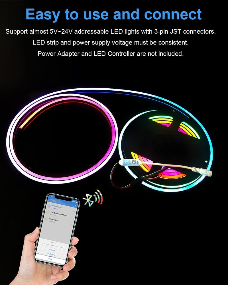 protium SP621E Bluetooth addressable LED Controller WS2811 Addressable RGB Mini LED Controller 5V 12V 24V for SK6812 WS2812 SM16703 1903 3Pin Dream Color LED Pixel Strip Lights DC5V~24V APP Control - Image 2