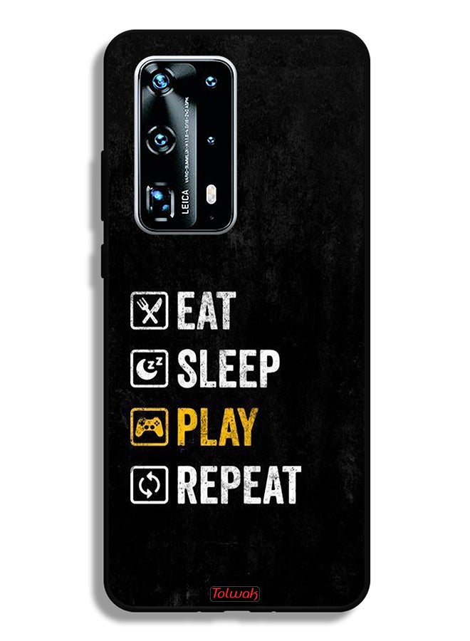 Tolwak Huawei P40 Pro Plus 5G Protective Case Cover Eat Sleep Play Repeat - Image 2