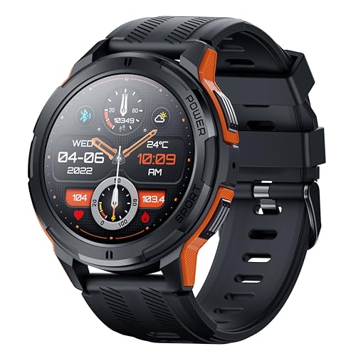 Gravity C25 143 AMOLED Smartwatch with AlwaysOn Display Bluetooth Call AI Voice 100 Sports Modes Heart Rate Sleep Monitor 1 ATM Waterproof Fitness Tracker for iOS Android Orange - Image 1