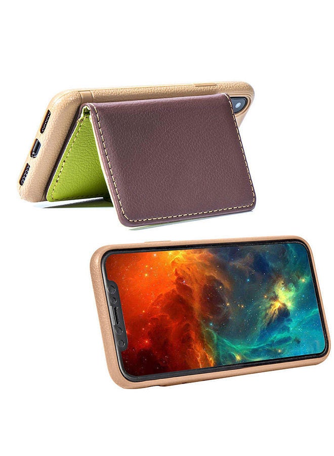 NIBEMINENT Protective Wallet Cards Case Cover For Apple iPhone X / XS Brown - Image 2