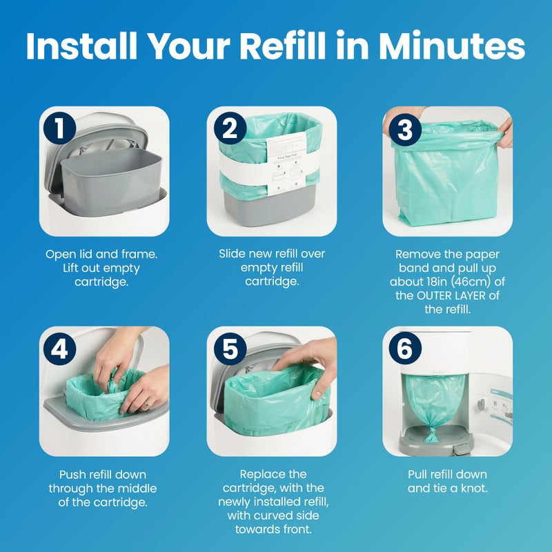 AKORD Janibell Akord 330 Adult Diaper Pail Refill Liners, 2 Count â€“ Fits Akord Diaper Pail, Odor Locking, Easy Cut & Tie, Hands-Free Disposal, Continuous Liner â€“ Each Liner Holds Up to 560 Adult Briefs - Image 5