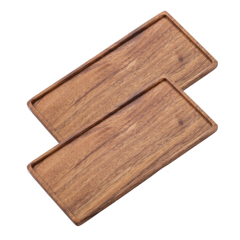 Vandroop Mini Wooden Serving Platter  Small Wood Serving Tray for Tea/Coffee (Set of 2  S) - Image 1