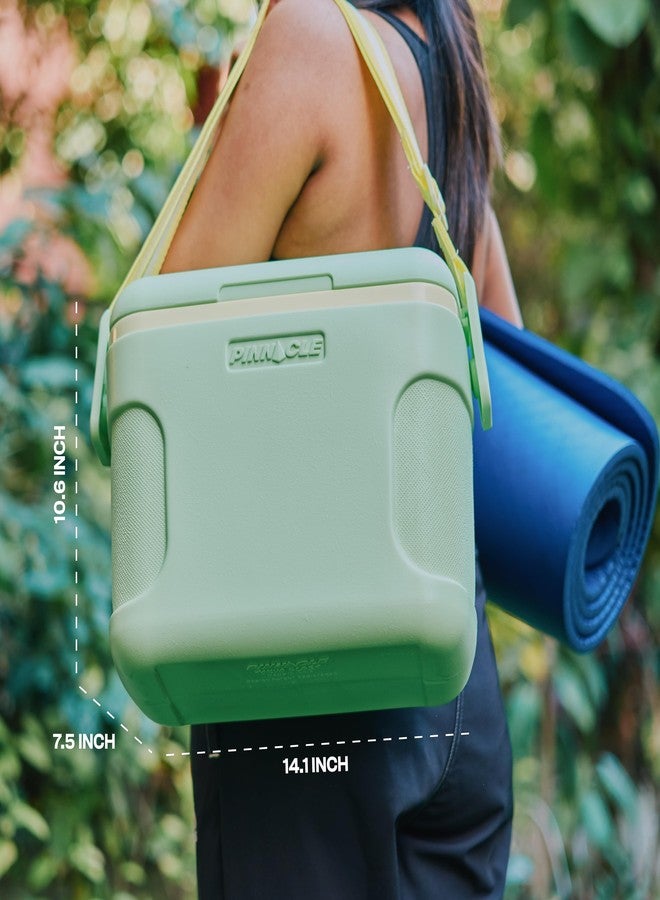 Pinnacle Passion 8L Chiller Ice Box |Fits 12 Cans |Holds Ice Upto 36 hrs| Adjustable Straps, Lid-Lock & Drink Holder| Portable Insulated Ice Cooler Box for Picnic, Car Travelling, Parties (Green) - Image 2
