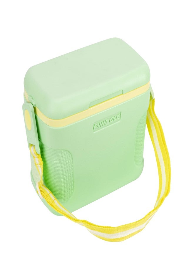 Pinnacle Passion 8L Chiller Ice Box |Fits 12 Cans |Holds Ice Upto 36 hrs| Adjustable Straps, Lid-Lock & Drink Holder| Portable Insulated Ice Cooler Box for Picnic, Car Travelling, Parties (Green) - Image 1