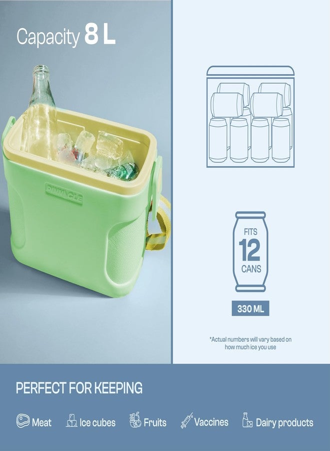 Pinnacle Passion 8L Chiller Ice Box |Fits 12 Cans |Holds Ice Upto 36 hrs| Adjustable Straps, Lid-Lock & Drink Holder| Portable Insulated Ice Cooler Box for Picnic, Car Travelling, Parties (Green) - Image 3