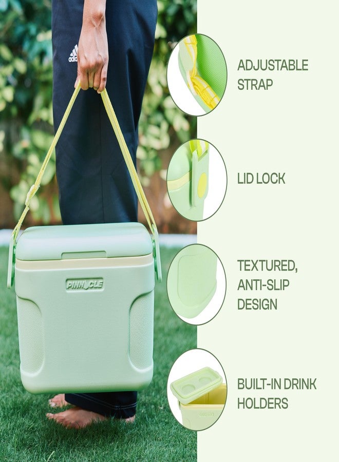 Pinnacle Passion 8L Chiller Ice Box |Fits 12 Cans |Holds Ice Upto 36 hrs| Adjustable Straps, Lid-Lock & Drink Holder| Portable Insulated Ice Cooler Box for Picnic, Car Travelling, Parties (Green) - Image 4