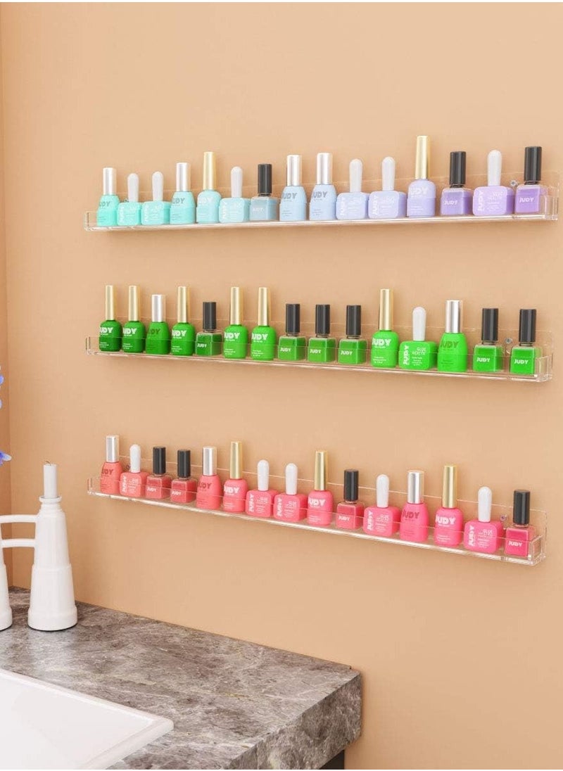 TPGP 24 Inches Nail Polish Rack Wall Mounted Shelf with Removable Anti-slip End Inserts, Clear Acrylic Nail Polish Organizer Display - Holds 150 Bottles  - Image 5