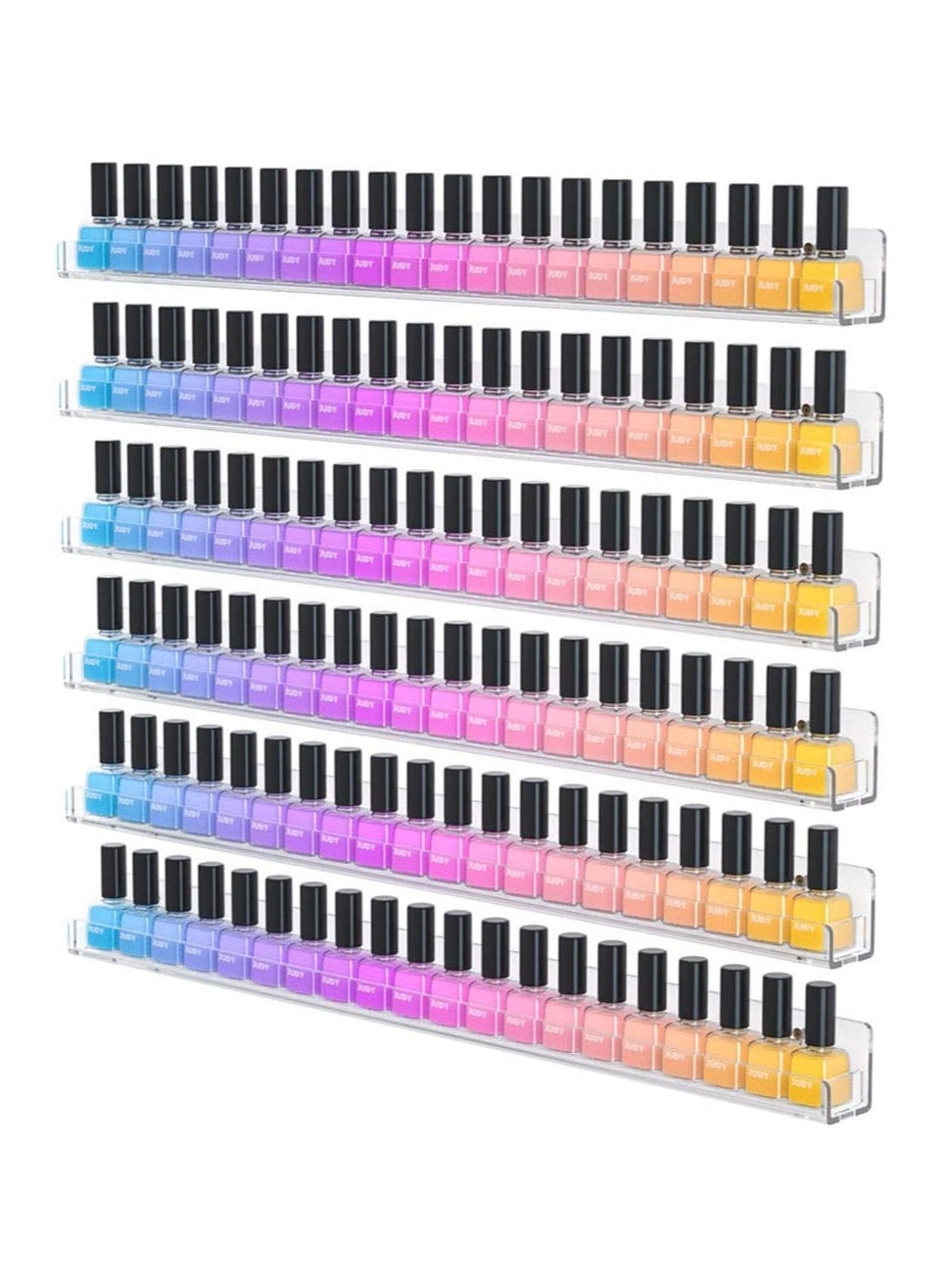 24 Inches Nail Polish Rack Wall Mounted Shelf with Removable Anti-slip End Inserts, Clear Acrylic Nail Polish Organizer Display - Holds 150 Bottles