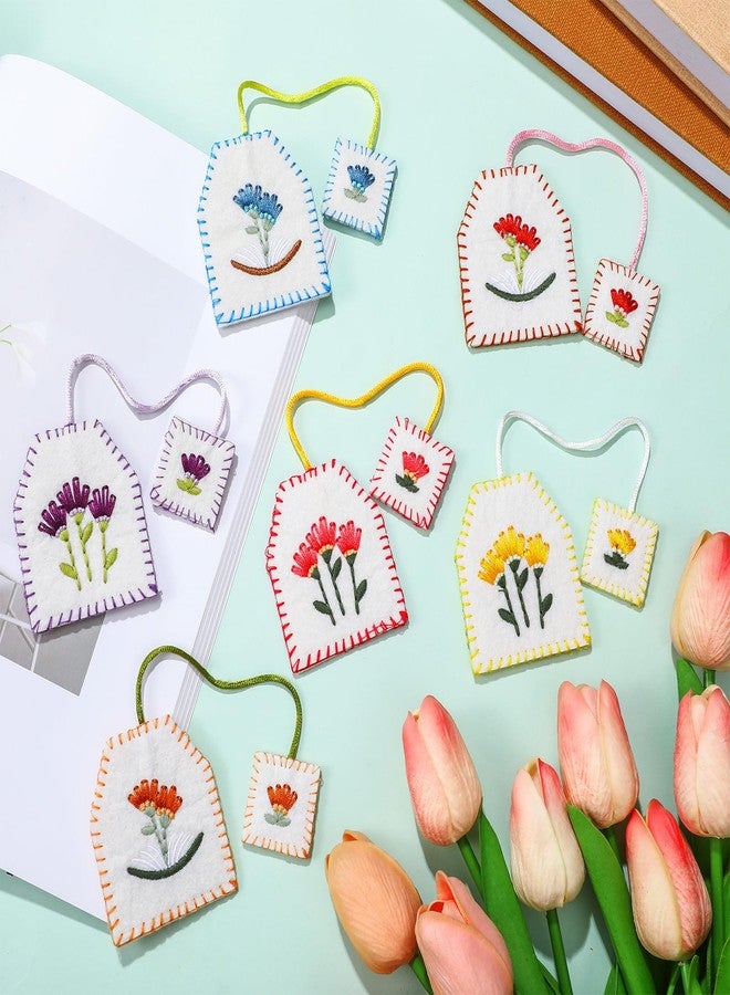 Skyygemm 6 Pcs Retro Tea Bag Bookmarks for Women Tea Party Favors Cute Hand Embroidered Bookmarks Gift for Holiday Book Reading Lovers Mom - Image 1