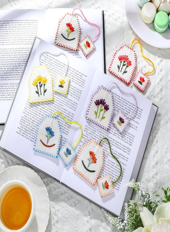Skyygemm 6 Pcs Retro Tea Bag Bookmarks for Women Tea Party Favors Cute Hand Embroidered Bookmarks Gift for Holiday Book Reading Lovers Mom - Image 3