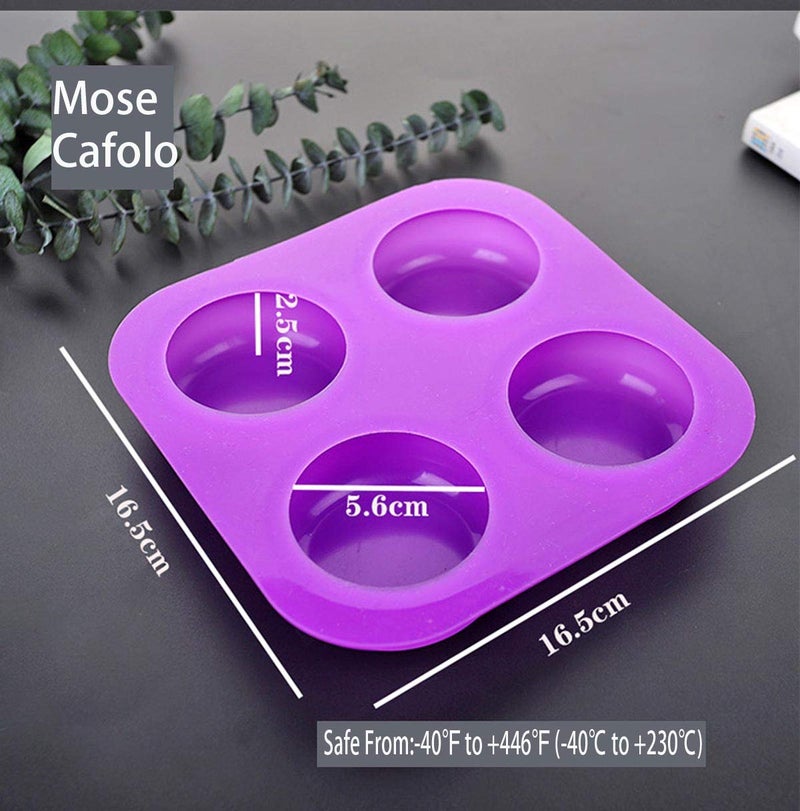 Mose Cafolo 2 Pcs Glossy Silicone Molds 4 Cavity Round Shaped Mold for Soap Making Supplies DIY Bath Bombs Shower Steamer Lotion Bars… - Image 4