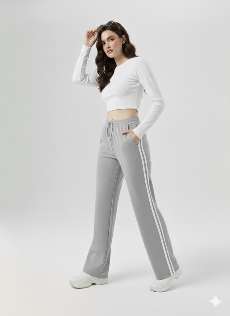 FASHA Women Joggers – High Waist Cotton Track Pants with Pockets | Gym Jogger Pants for Women | Casual Travel Lounge Wear Grey - Image 4