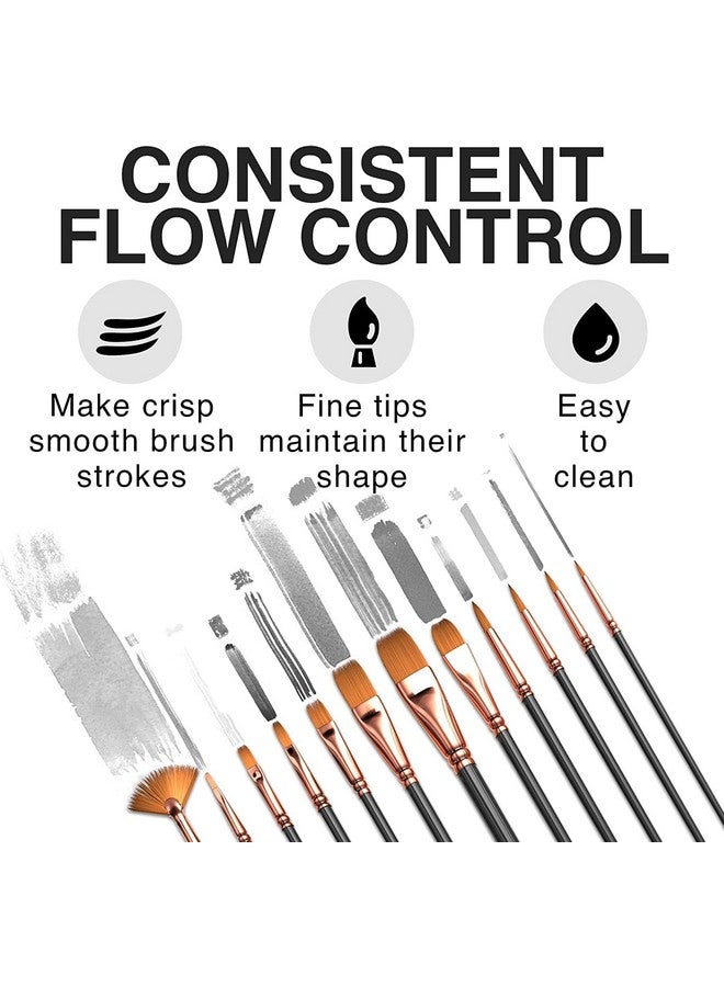 Twizzle Art Brush Set for Artists, Painting Brushes Set of 12 Professional Round Pointed Tip Nylon Hair Artist Acrylic Paint Brush for Acrylic/Water Colour/Oil Painting - Image 2
