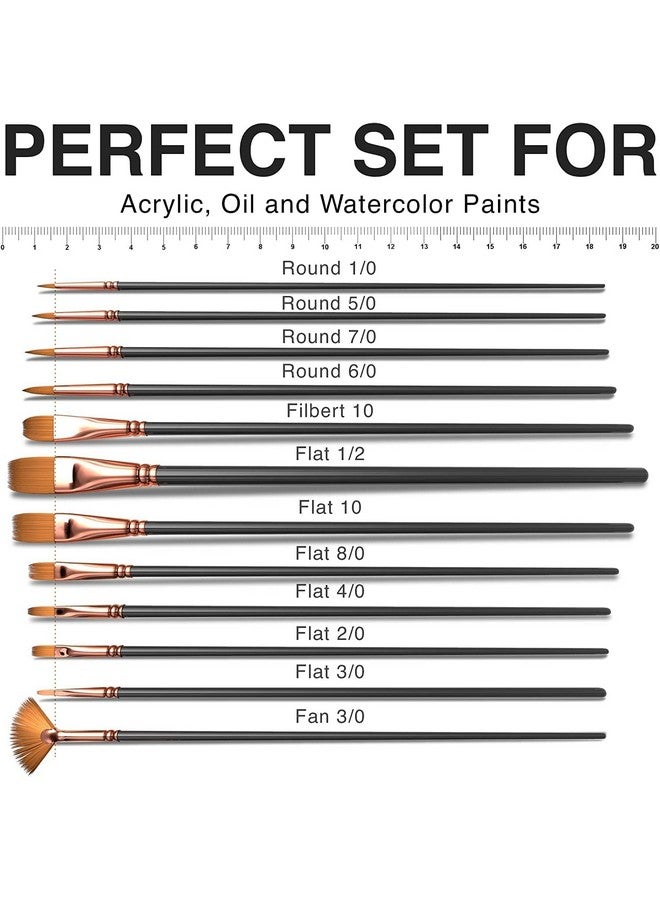 Twizzle Art Brush Set for Artists, Painting Brushes Set of 12 Professional Round Pointed Tip Nylon Hair Artist Acrylic Paint Brush for Acrylic/Water Colour/Oil Painting - Image 3