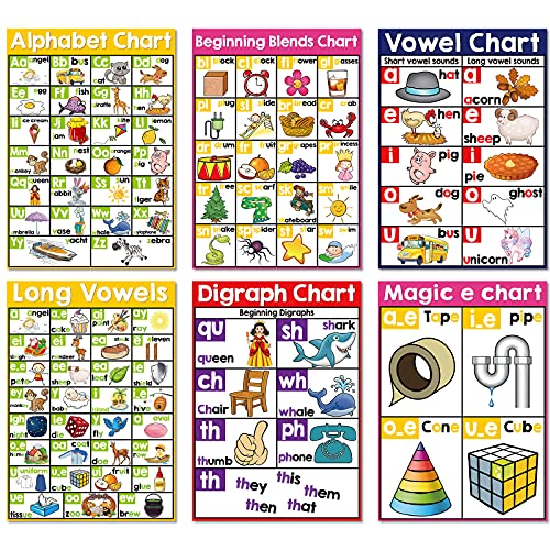 Yisong 13 Pcs English Phonics Poster Language Charts Learning Vowels Posters Alphabet Bulletin Board Set Wall Decoration (16 x 11 Inch) - Image 4