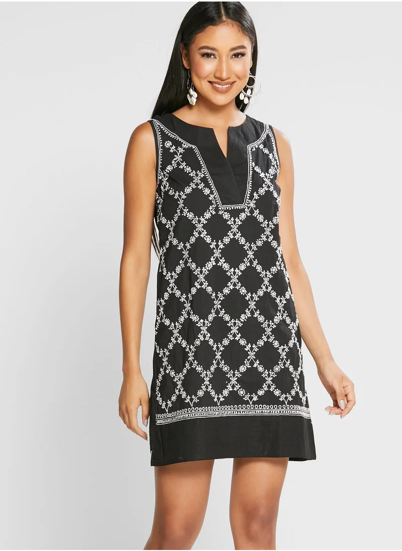 Fabindia Notch Neck Embroidered Dress