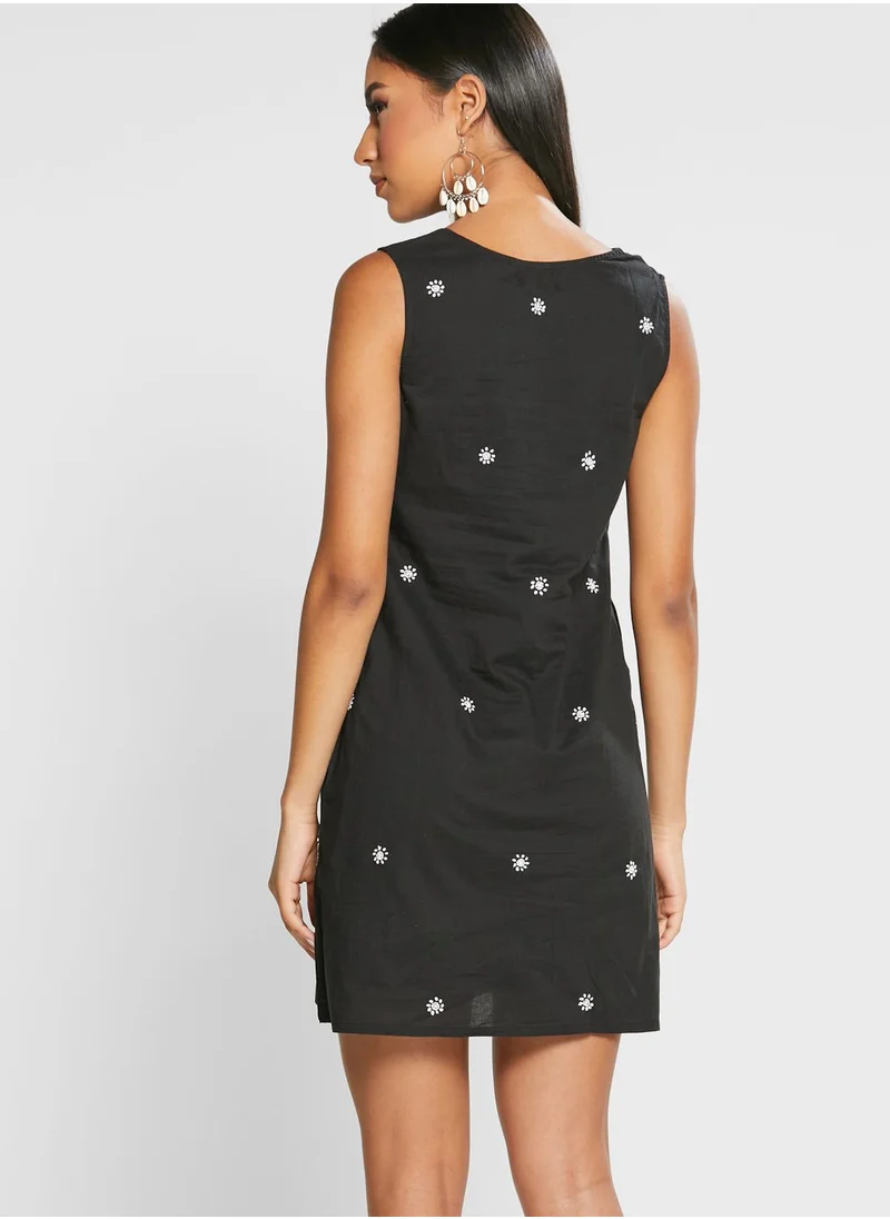 Fabindia Notch Neck Embroidered Dress