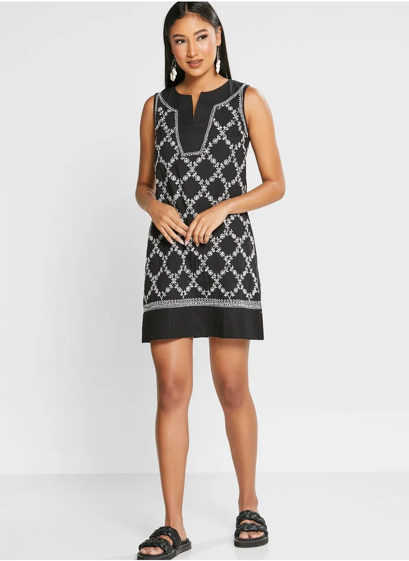 Fabindia Notch Neck Embroidered Dress