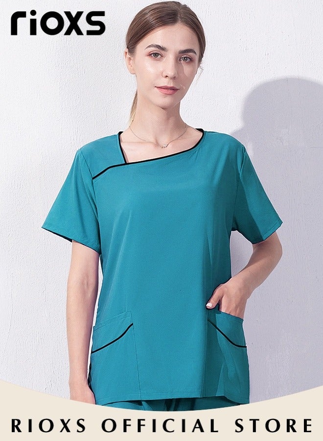 RIOXS Unisex Medical Uniform Scrubs Women And Men Scrubs Set Medical Scrubs Short Sleeve Top And Pants - Image 2