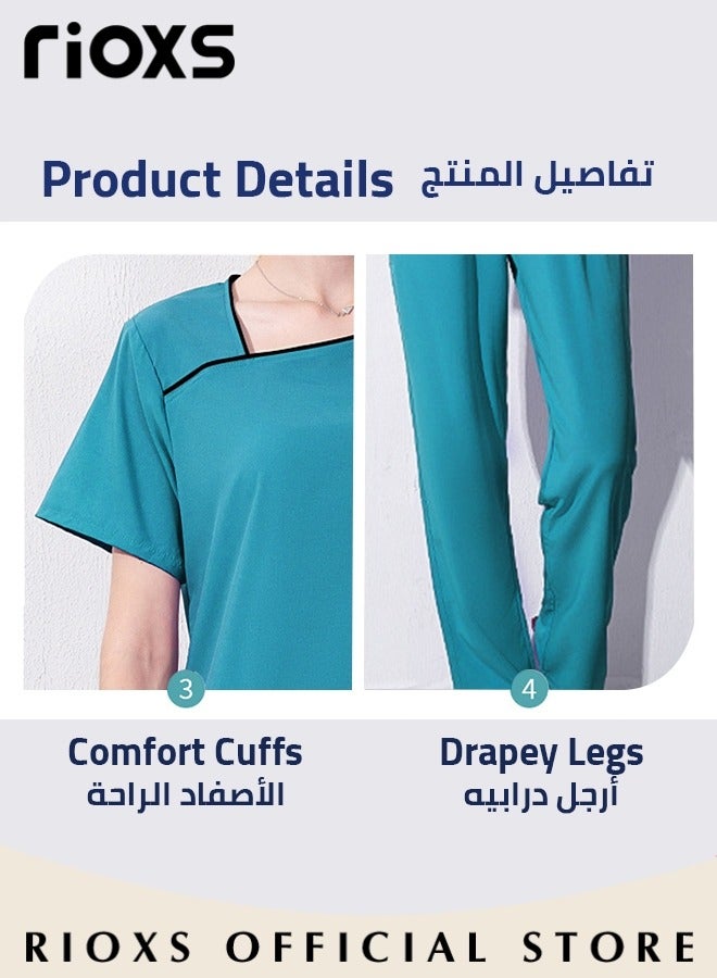 RIOXS Unisex Medical Uniform Scrubs Women And Men Scrubs Set Medical Scrubs Short Sleeve Top And Pants - Image 4