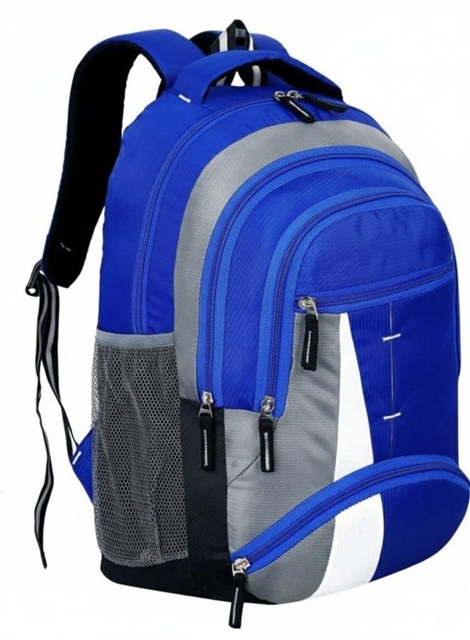 Multi-Compartment Laptop Backpack, Teal and Grey, Water-Resistant, Mesh Side Pockets (BLUE) - Image 3
