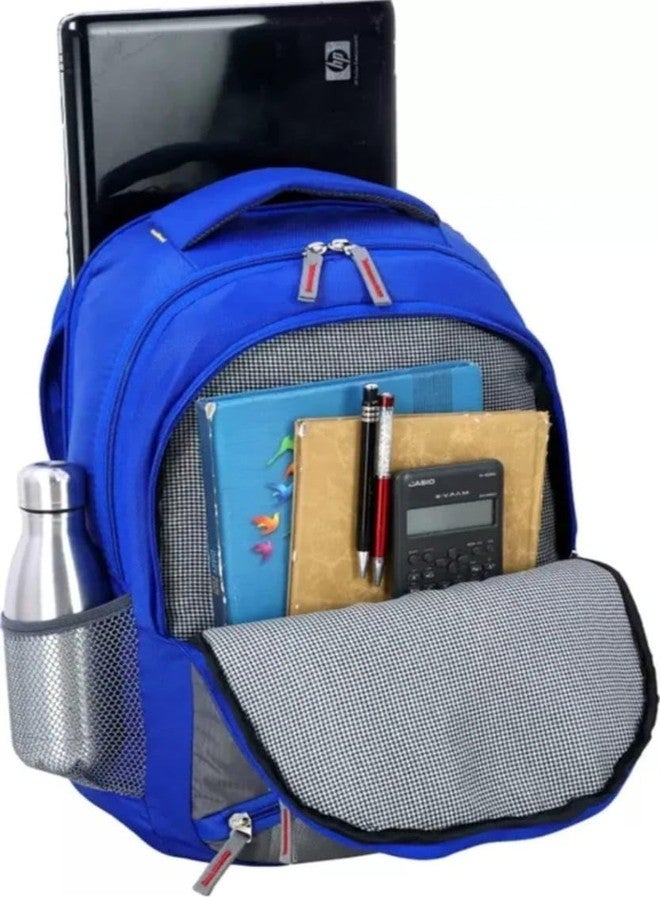 Multi-Compartment Laptop Backpack, Teal and Grey, Water-Resistant, Mesh Side Pockets (BLUE) - Image 4