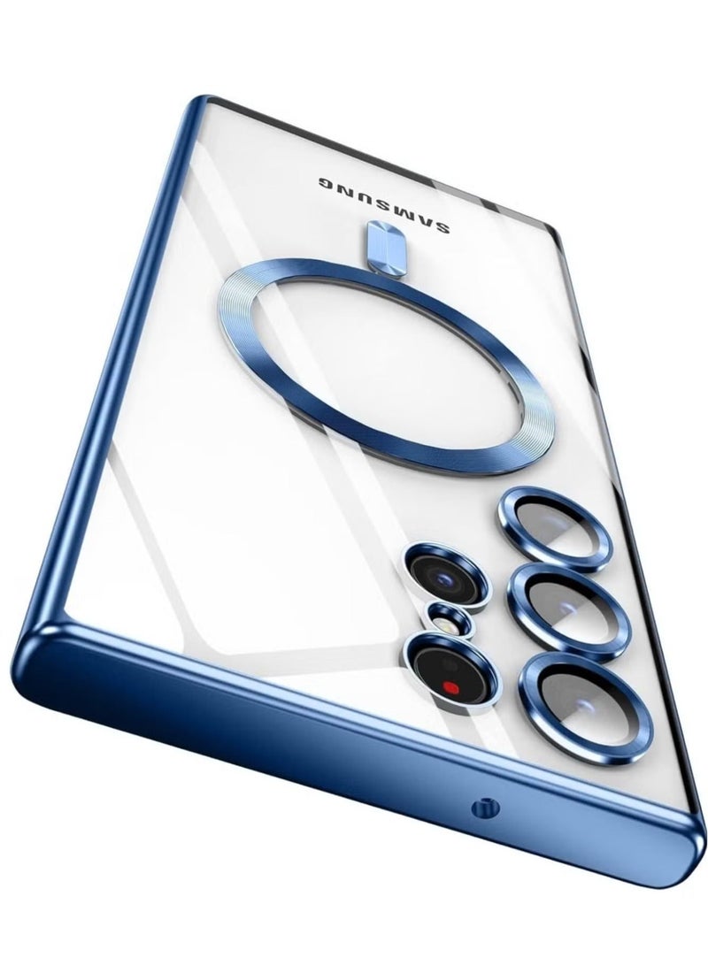Raxoom Clear Magnetic Case for Samsung Galaxy S25 Ultra 6.8" â€“ Slim Transparent Design in Blue with Shockproof Camera Protection, Wireless Charging Support, Soft TPU Bumper, Scratch Resistance, and Anti-Yellowing Coating - Image 1