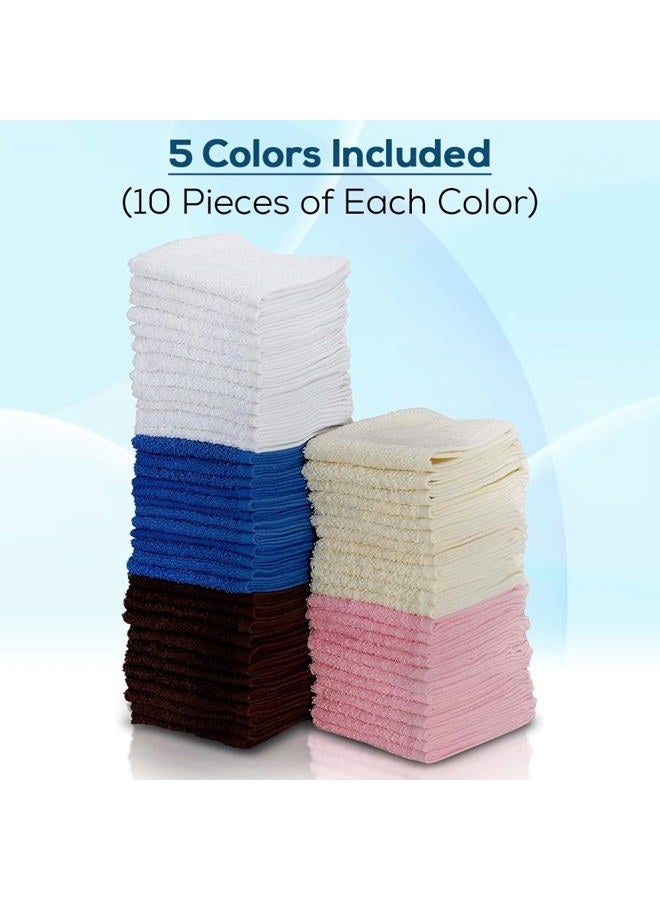 Simpli-Magic 79264 Cotton Washcloths, Size: 12”x12”, Multi Color, 50 Pack - Image 2