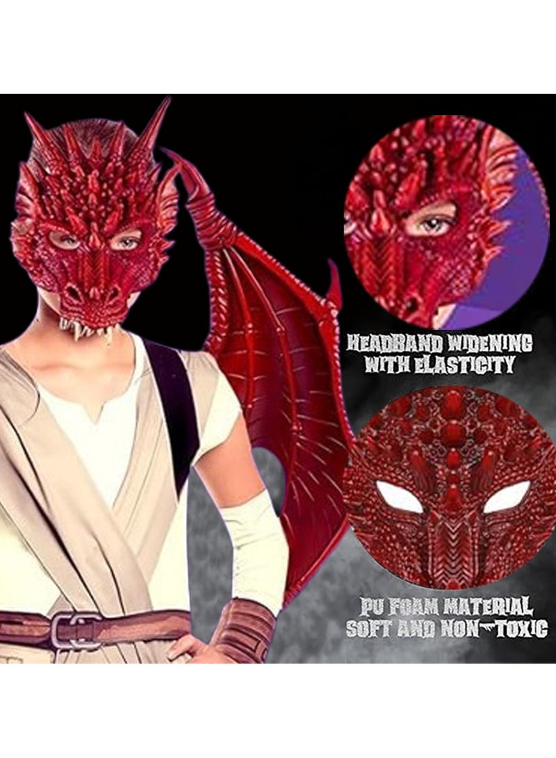 VUCATIN Dragon Costume Cosplay Costume for Kids Dinosaur Wings Tail Mask Set Boys Girls Children Dress Up Props for Festival Cosplay Party Dress Halloween - Image 2