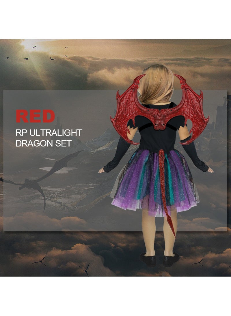 VUCATIN Dragon Costume Cosplay Costume for Kids Dinosaur Wings Tail Mask Set Boys Girls Children Dress Up Props for Festival Cosplay Party Dress Halloween - Image 3