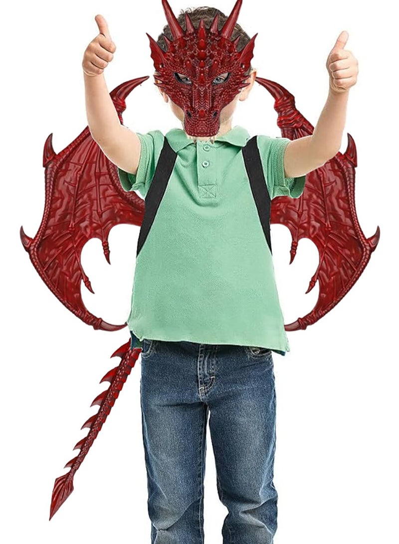 VUCATIN Dragon Costume Cosplay Costume for Kids Dinosaur Wings Tail Mask Set Boys Girls Children Dress Up Props for Festival Cosplay Party Dress Halloween - Image 1