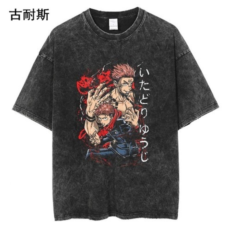 American Style Retro Loose Washable Old Short-Sleeved T-Shirt Men'S New Top T-Shirt Ins Trendy - Image 1