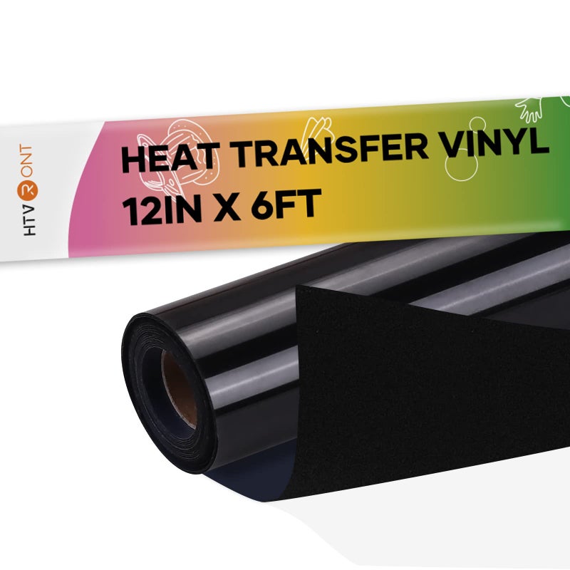 HTVRONT Black Flock HTV Heat Transfer Vinyl12 x 6FT Flock HTV Vinyl Roll for TShirts Flocked Iron on Vinyl for All Cutting Machines Easy to Cut Weed Black
