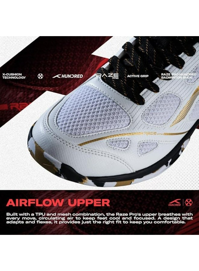 Hundred Raze Pro Badminton Shoes (Non Marking) | Also Indoor Sports | Lightweight, Breathable & Durable | X-Cushion | Active Grip Sole | Extended Heel Lock - Image 2