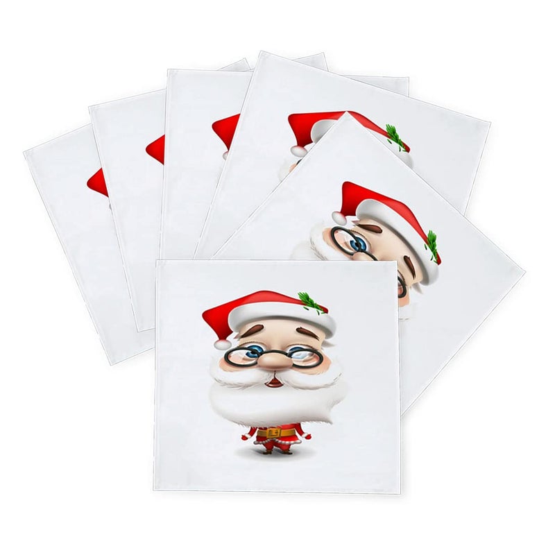 Khakee 6 Pcs Christmas Theme Silk Table Napkins 10x 10 for Xmas Decoration Christmas OrnamentsChristmas Giftxmas21048 - Image 2