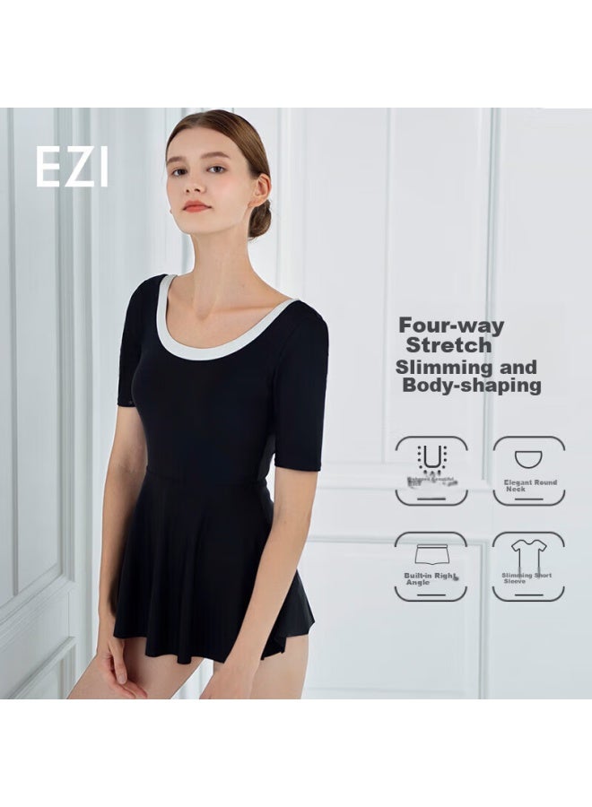 Yizi Women's Conservative One-piece Swimsuit, Slimming Swimwear, Plus Size Swimsuit For Women, Ezi19w193, Black, XL - Image 1