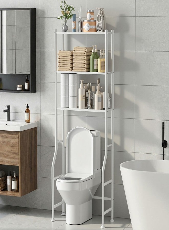 GloTika 3-Tier Over Toilet Storage Rack, Metal Over Toilet Bathroom Organizer Shelf, Freestanding Space Saver Storage Shelves for Bathroom/Laundry/Living Room, White - Image 1