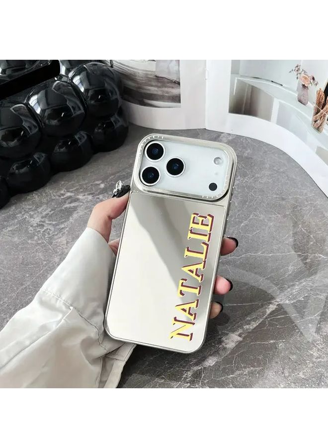 Multicolor Fashion Plating Mirror Letter Phone Case Shockproof for iPhone 15 Pro Max - Image 1