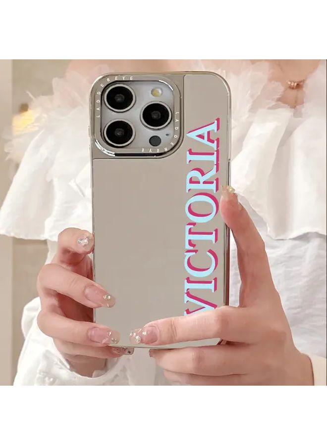 Multicolor Fashion Plating Mirror Letter Phone Case Shockproof for iPhone 15 Pro Max - Image 4