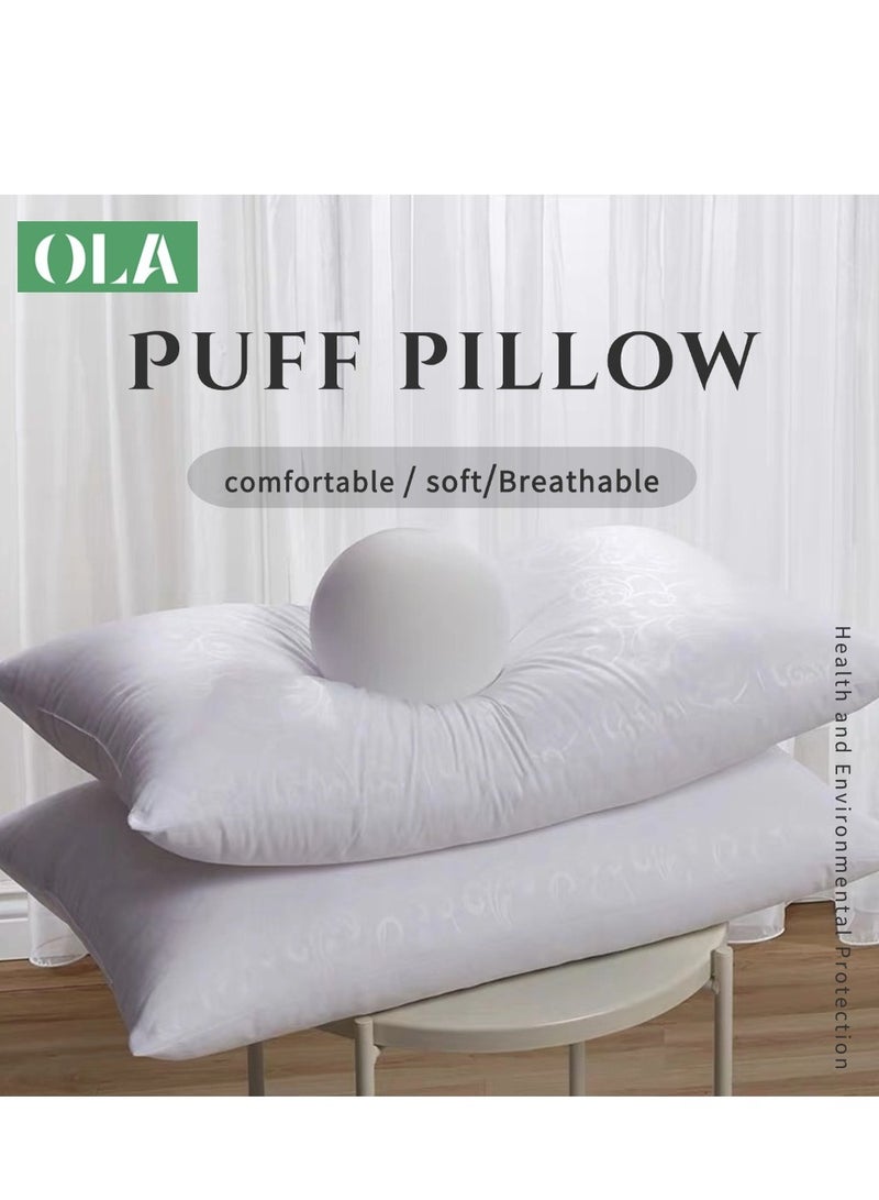 Breathable - Skin friendly - Fluffy - Long lasting -600g superfiber filled Puff pillow, 48*74cm, white.  - Image 1