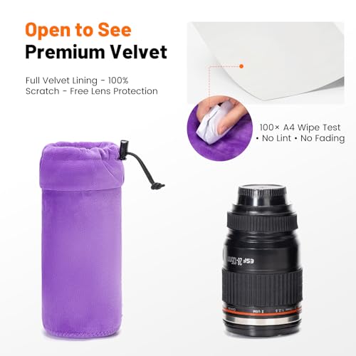 Cwatcun 4 Pack Lens Pouch Set, Camera Lens Case Bag with Thick Protective Neoprene, for Canon Nikon Sony Pentax Olympus Panasonic Fuji Sigma DSLR SLR Camera Lens (Size Small, Medium, Large, X Large) - Image 4