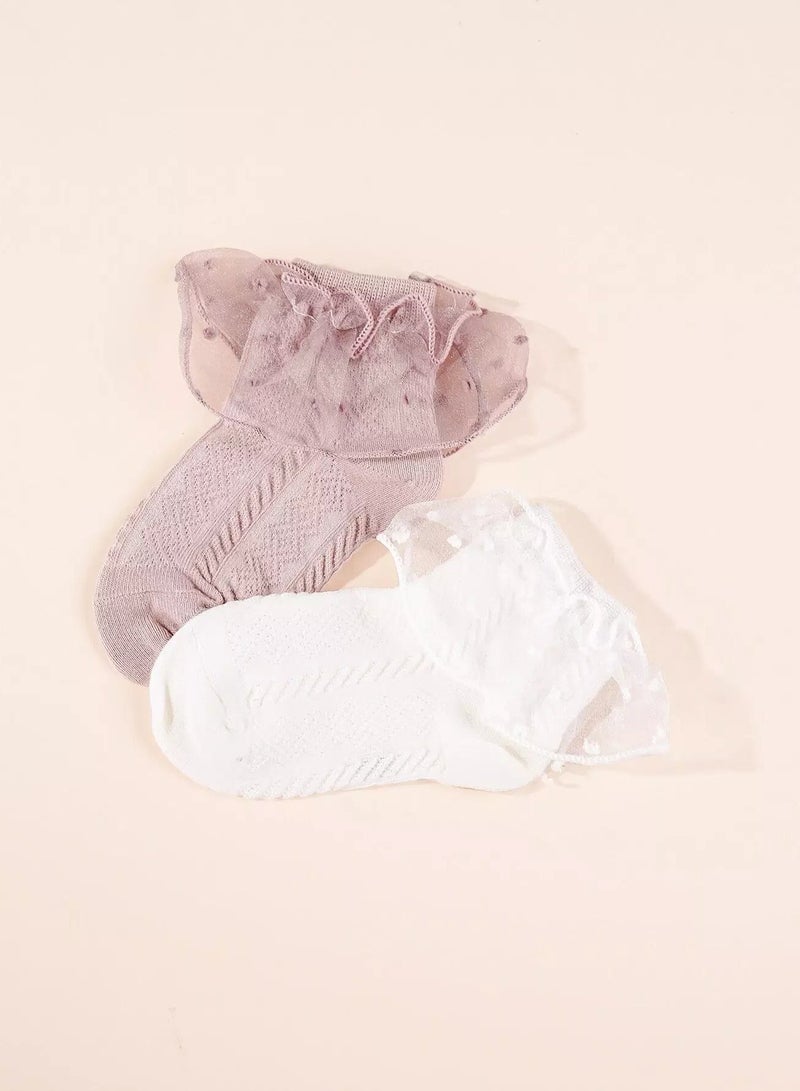 Baby Mesh Ruffle Socks  - Image 2